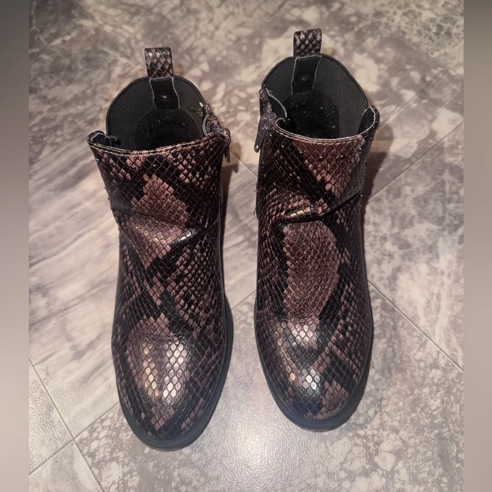 Steve Madden JCase Girls Snakeskin Chelsea Ankle Boots Brown Black Size 2